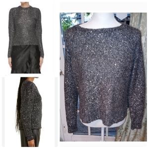 Oversized Leo & Sage Sparkly Gray Merino Wool Alpaca Blend Sweater Size XS▪︎